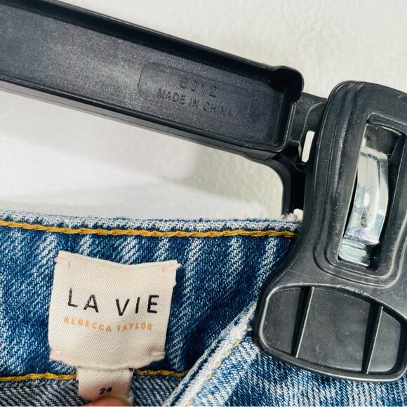 Rebecca Taylor La Vie High Rise Patchwork Straight Leg Denim Jeans 24 - Picture 8 of 11